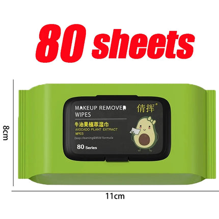 10/400 Sheets Avocado Plant Extract Makeup Remover Wipes Gentle Cleansing Spunlace Non-woven Fabric Daily Makeup Removal Wipes