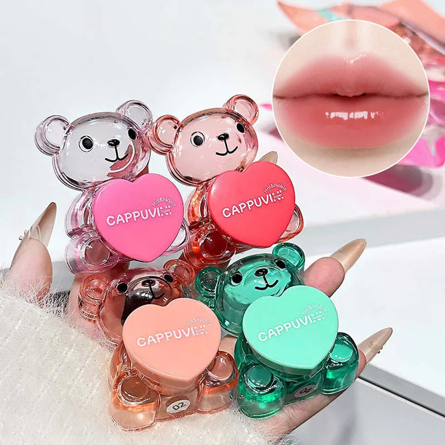 Cappuvini Soft and Cute Bear Lip Balm Moisturizing and Hydrating, Reduces Lip Lines, Non-Greasy, Limited Edition for Christmas and Halloween, Autumn and Winter Lip Care.
