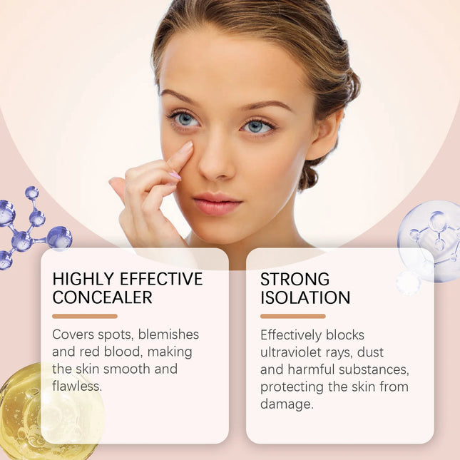 Jaysuing 3 Color Sunscreen Concealer SPF50+ PA+++,Tricolor Tone Correcting Isolation Cream Waterproof Long-Lasting Makeup Primer