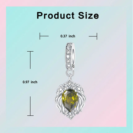 925 Sterling Silver January-December Birthday Stone Love Zircon Pendant Bead Fit Charms Necklace Bracelet Women Jewelry DIY Gift
