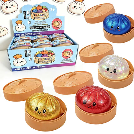 Super Soft Bun Squishy Toy, Glitter Powder Bun Slow Rebound Stress Relief Ball, Stress Relief Squeeze Toy for Kids & Adults
