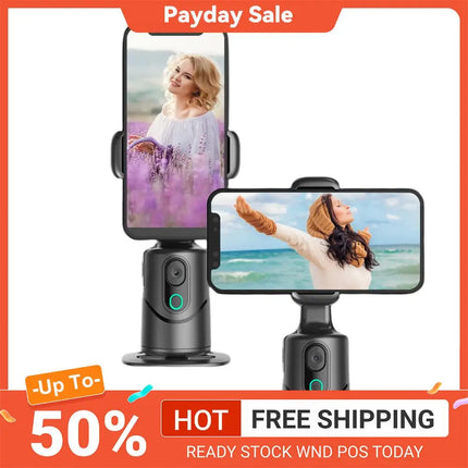 Auto Tracking Phone Holder 360° Rotation Follow-up Gimbal Stabilizer No App Built-In Fill Light for  Live Video Recording