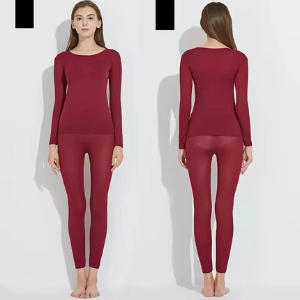 Women traceless thermal underwear set unisex intimate pajamas ultra-thin winter constant temperature long sleeve lingerie 2 piec