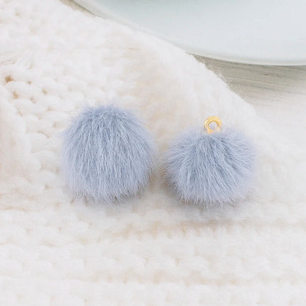 10pcs Plush Fur Covered Ball Beads Charms DIY Pompom Beads Pendant for Necklace Earring Bracelet Jewelry Making Supplies Finding