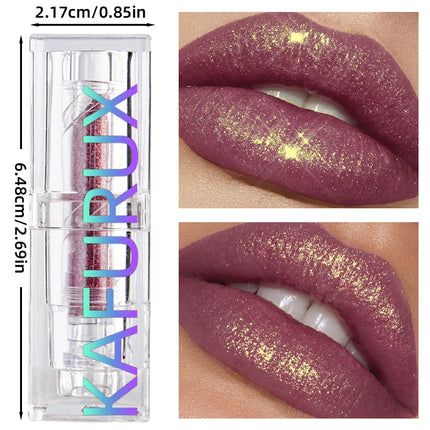 Multi-color Glitter Lipstick Beauty Girl Diamond Waterproof Lip Tint Long Lasting Shimmer Lip Makeup Red Rose Pearlescent  Lip