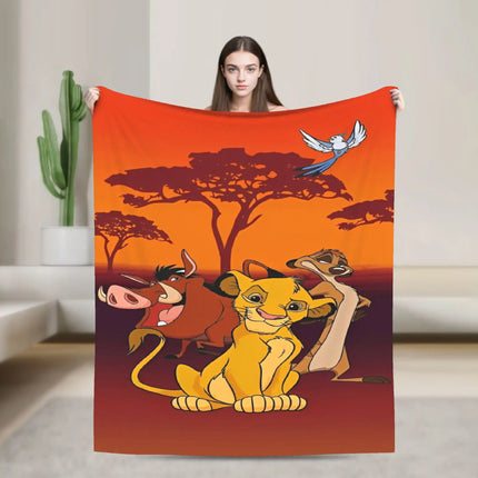 Warm BlanketGirls Boys Decorative Simba Lion King Throw Blanket  Flannel Bedspread Chair Sofa Bed Street Trend Sofa Bed Cover