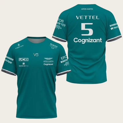 Aston Martin Alonso No. 14 Racing Suit, Quick Drying Short Sleeved, Breathable, Fashionable, Personalized Street Fashion Top