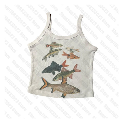 Punk Aesthetic Summer Baby Tank Gothic Harajuku Graphic Emo Girls T-shirt Vintage Crop Top Women's Clothes Tanks Y2k Style Clothes