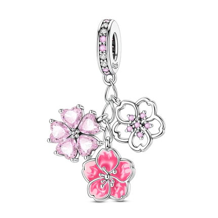 2026 Romantic Pink Color Charms Bead 925 Sterling Silver CZ Zircon Love Heart Pendants Fit Original Bracelet DIY Jewelry Gift