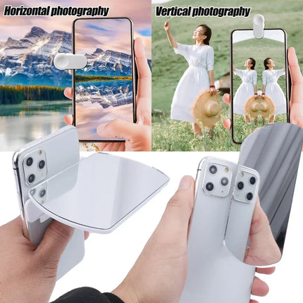 Adjustable Smartphone Camera Mirror Reflection Clip HD Glass Reflection Mirror for Outdoor Travel Phones Photography Shooting
