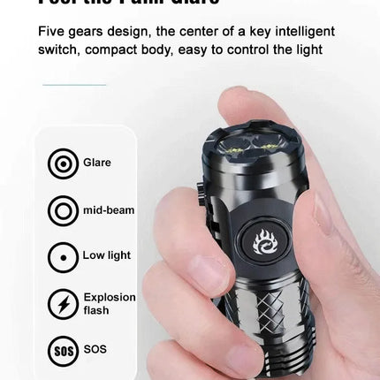 Portable Mini LED Flashlight Powerful 3*Wick Small Pocket Torch Rechargeable Strong Light Lantern Super Bright Cap Clip Lamp