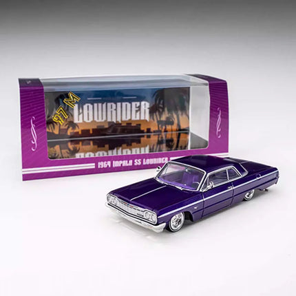 97M Model 1/64 Scale 1964 Impala SS Lowrider Bounce Car Alloy Car Model Classics Adult Souvenir Gift Static Display