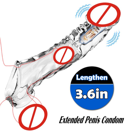 High Elasticity Cock Ring Extender Reusable Penis Sleeve With Vibrator Penis Ring Soft Dick Enlarger For Couples Reusable Condom
