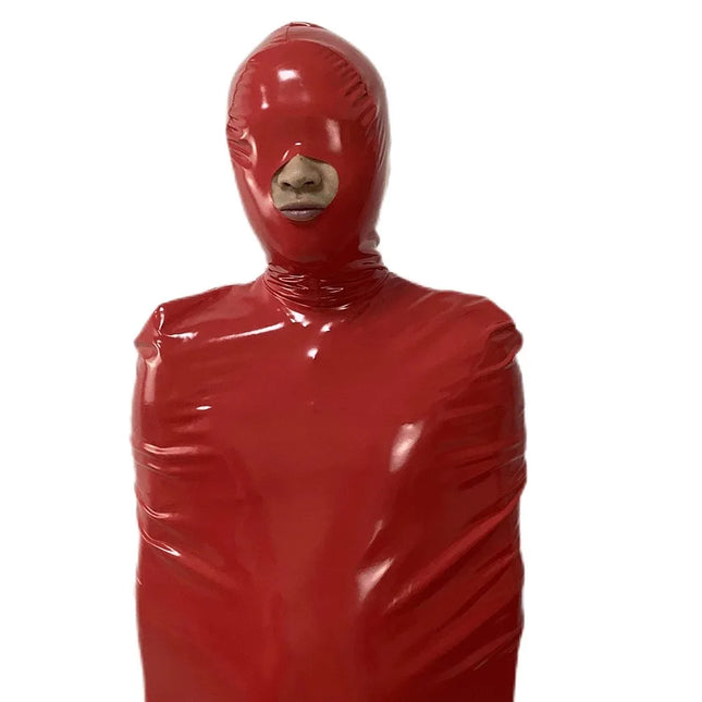 Natural & flexible adults latex bondage bag adults PVC sleeping sack open head and attached front zipper Fetish Rubber Suit