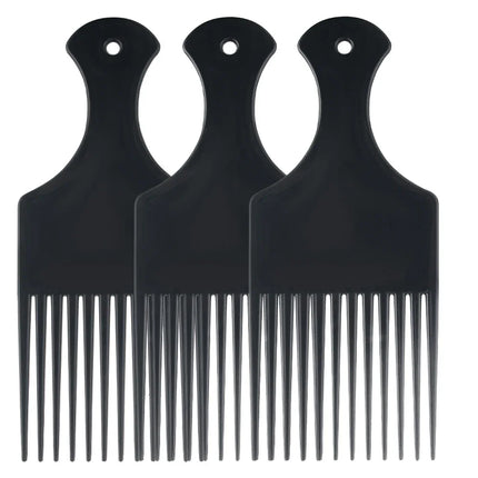 Professional Black Afro Hairdressing Comb Wide Teeth Plastic Hair Fork Pick Styling Tool for Men Salon African Hair Comb
