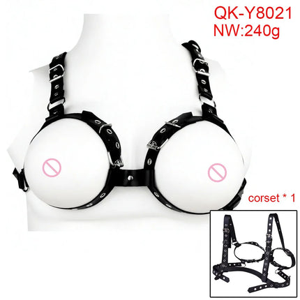 LICKER Erotic Bra With Nipple Clamp Bust Teating Chest Binder Body Harness Breast Bondage Belt Chest Bandage BDSM Slave Flirting