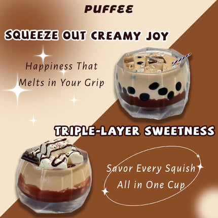 Bubble Milk tea Food-grade Silicone Squishy Toy, Marshmallow Hot Cocoa, Creamy Soft Adhesive Toy, Taba Squishy, Boba Drinks