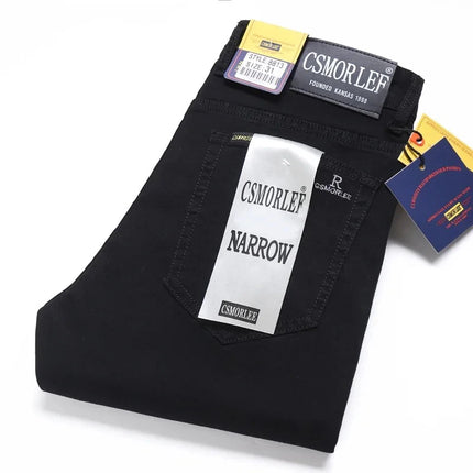 Cotton Stretch Jeans Business Casual Men's Thin Denim Jeans Grey Spring Summer Brand New Fit Straight Lightweight
