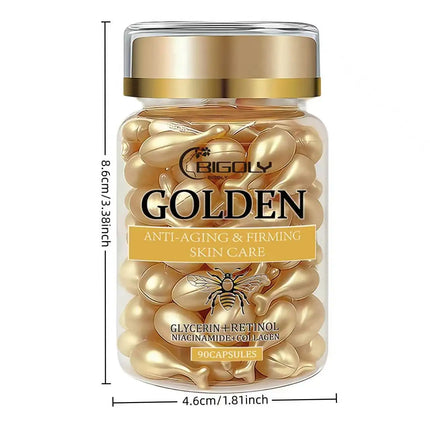 90 Capsules/Bottle Anti-Aging Facial Skin Care Essence Capsules, Rich in Retinol, Collagen and Other Ingredients, Moisturizing, Firming, and Nourishing, for Daily Use by Women, Packaged in Capsules, Safe and Hygienic, Easy to