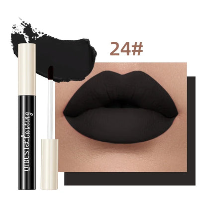 24 Colors Matte Lipstick Woman Lip Makeup Velvet Lipgloss Long Lasting Lip Tint Waterproof Non-stick Cup Lip Gloss Cosmetics