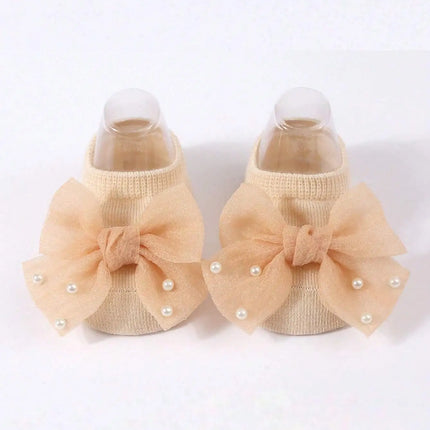 Soft Baby ulle Bow with Pearl Embellishments Socks  Ideal for Birthday & Photoshoot baby socks