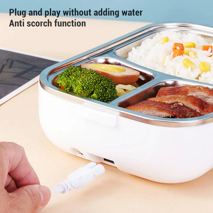 Electric Lunch Box 40W 1.2L 304 Stainless Steel Fast Heating Food Box Portable Lunch Warmer with Fork Spoon for Car Truck Office