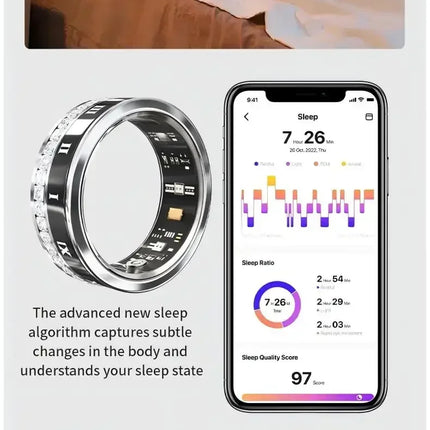 Diamond Smart Ring for Men Women Heart Rate Blood Oxygen Sleep monitoring IP68 Waterproof Sport Modes Ring For Android IOS