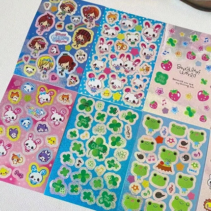 8 Sheets Japanese Cartoon Bunny Girl Radiation Stickers, Strawberry Frog Hand Account, Used for Magazine Decoration Stickers S