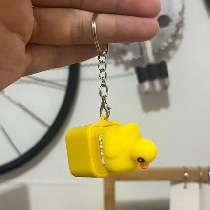 Funny Croaking Frog Duck Luminous Button Keychain Keyboard Fidget Clicker Sound Keyring for Stress Relief Finger Toy Gift Decor
