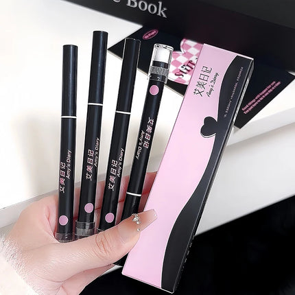 1Pc 3 Essential Colors Triple-Ended Waterproof Matte Lip Liner Pencil with Brush - Long-Lasting Non-Stick Natural Lip Makeup