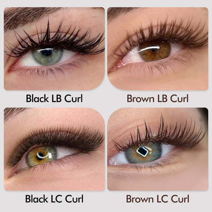 Abonnie LB LC Curl Brown False Eyelashes Faux Mink Soft Easy Fan Black Individual Lashes Light Classic Russian Volume Lashes