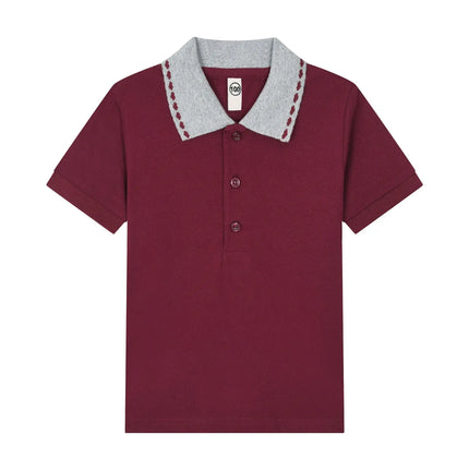 Kids children's T-shirt long sleeved pure cotton white collar boys' polo shirt girls' elementary school students' school uniform