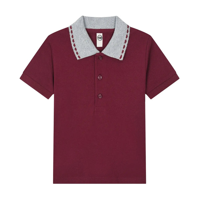 Kids children's T-shirt long sleeved pure cotton white collar boys' polo shirt girls' elementary school students' school uniform