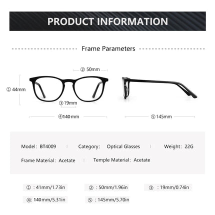 ZENOTTIC  Acetate Prescription glasses Men And Women Square Full-Rim Myopia Hyperopia Progressive Anti-Blue Light