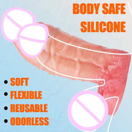 Realistic Penis Extension Sleeve Reusable Silicone Penis Sleeve Male Enlargement Extender Condom Thick Cock Sleeve For Men