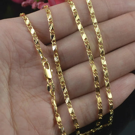 New 925 Silver Exquisite Fashion 18K Gold Filled Necklace For Women Men Size 16-30 Inch Jewelry Chain Wholesale