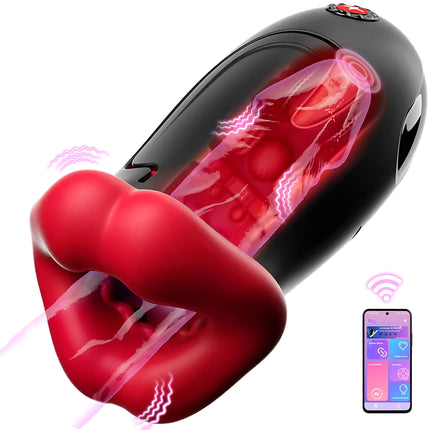 Male Masturbator Deep Throat Mouth Blowjob Vibrator Penis Pump 360° Wrapped 9 Frequency Vibration APP Control Sex Toys for Men