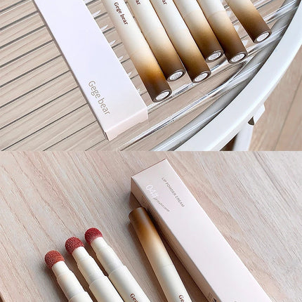 Gege Bear Velvet Matte Lip Powder Cream Long-Lasting Moisturizing Lipstick Autumn-Winter Color Natural-Looking Lip Stain
