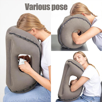 Travel Pillow, Inflatable Neck Pillow Used for Airplanes/Cars/Buses/Trains/Office Napping with Eye Mask/Earplugs