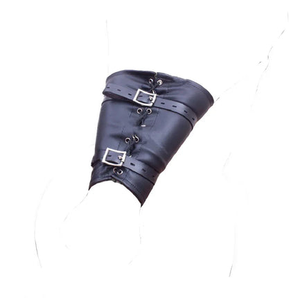 BDSM Bondage Leg/Arm Binder,Behind Back Straight Jacket,SM Leather Armbinder Restraint Slave Lockable Glove With Shoulder Straps