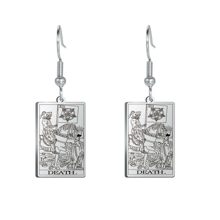 Classic Tarot Cards Stainless Steel Drop Earring for Women Sun Moon Star Lovers Divination Tarot Jewelry Birthday Gift