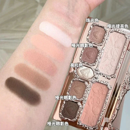Flower Knows Strawberry Cupid Collection Matte Glitter Shimmer Eyeshadow Face Palette Highlight Blush Longlasting Makeup Palette