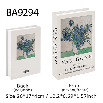 Van Gogh Monet Fake Book Painting Decorative Books Storage Box Sunflower Water Lily Coffee Table Books Home Decor Shooting Props
