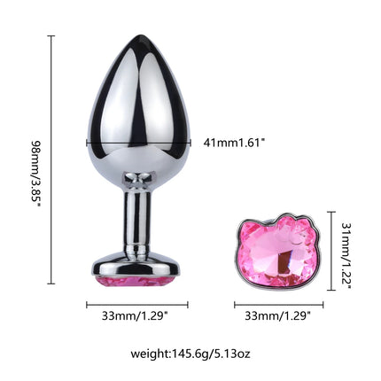 3Sizes Of Cat-faced Gemstone Metal Anal Plug,Unisex Adult Sex Toys for Men Women,Anal Massager,Pleasure Toy,Girls tool,Valentine