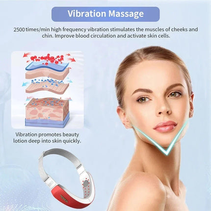 V Face Lift Massage Device Face Contour EMS Massage Double Chin Remove Red Blue Light Heat V-shaped Face Lift Beauty Instrument