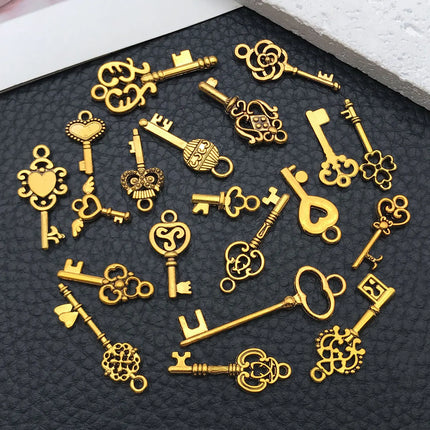 20/100pcs Mini Key Series (Includes Antique Gold/Bronze/KC Gold/Bright Silver Finishes) - Ideal for Handmade Jewelry Crafting"