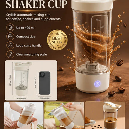 Portable Auto Stirring Cup, Transparent Measuring Electric Blender USB Charging for Milk Powder Smoothies
