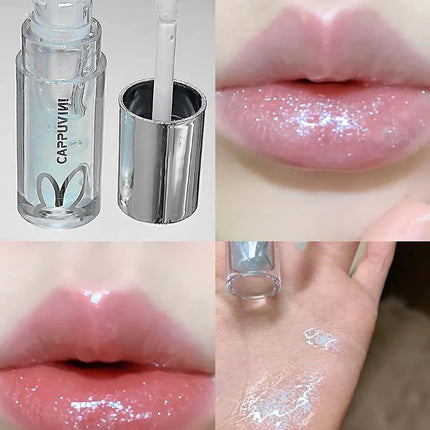 Brown Glitter Lip Glaze Lasting Shimmer Mirror Water Lip Gloss Waterproof Jelly Plumping Lipstick Make Up Moisturizing Lip Tint