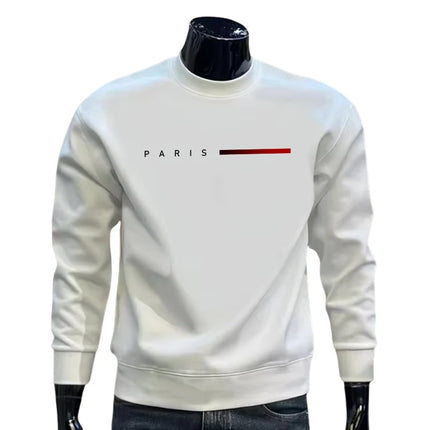 Paris Casual Fashion Men's O-Neck Hoodies High Grade Spring Autumn Warm Soft Long Sleeved T-shirts Male Home Outdoor Pullover