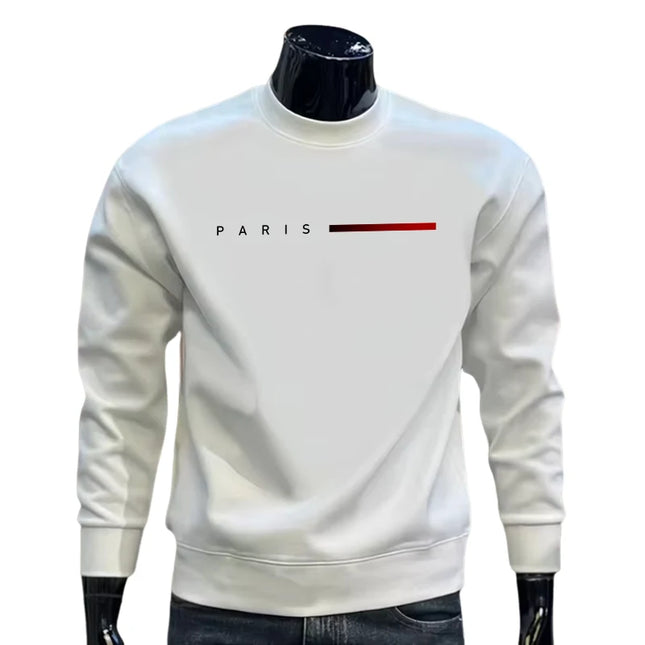 Paris Casual Fashion Men's O-Neck Hoodies High Grade Spring Autumn Warm Soft Long Sleeved T-shirts Male Home Outdoor Pullover